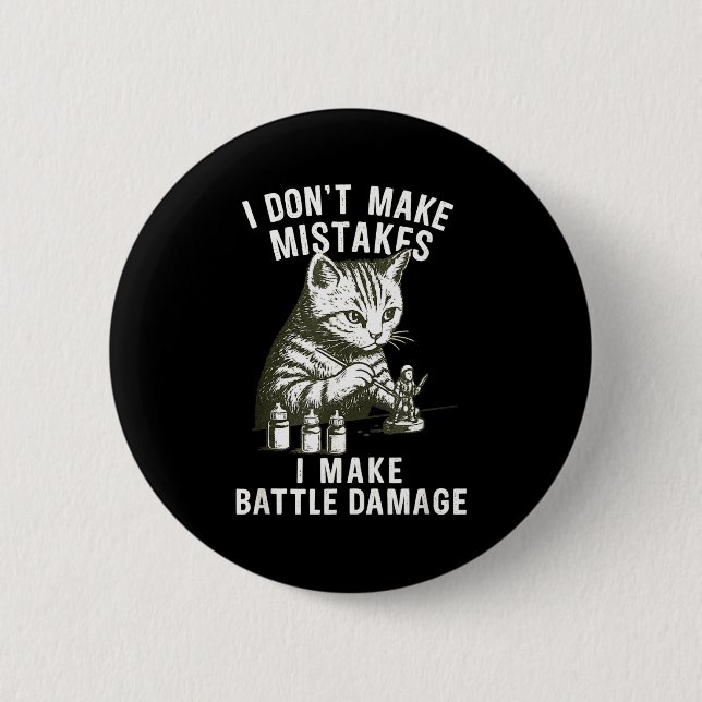 Cat Miniature Painter Battle Damage Funny Miniatur Button (Vorderseite)