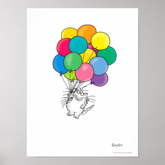 CAT MIT BALLOONS-Plakat von Sandra Boynton Poster (Vorne)