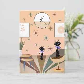 Cat Mitte des Jahrhunderts Moderne Feiertagskarte