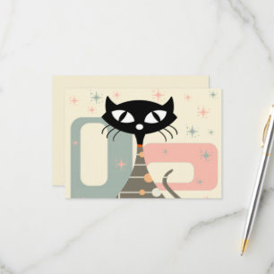 Cat Mitte des Jahrhunderts Moderne RSVP Karte