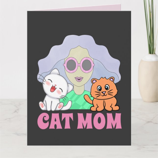 CAT MOM ART FILLE CARTE D'ANNIVERSAIRE ADAPTÉE 4 F (Devant)