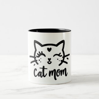 Cat Mom black Zweifarbige Tasse