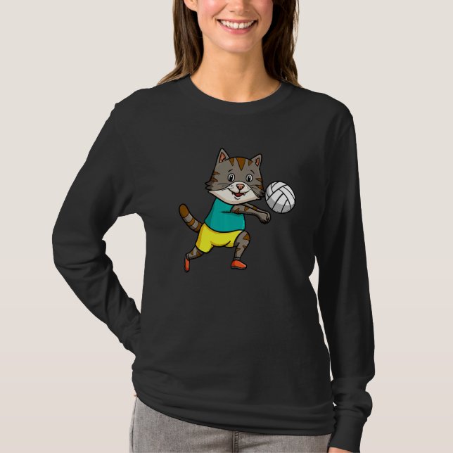 Cat Mom Cat Dad Volleyball Coach Spiker Kitten T-Shirt (Vorderseite)