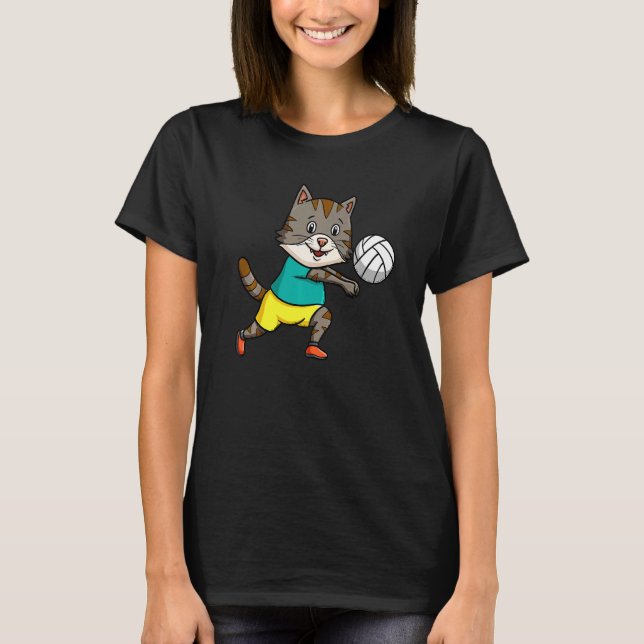 Cat Mom Cat Dad Volleyball Coach Spiker Kitten T-Shirt (Vorderseite)