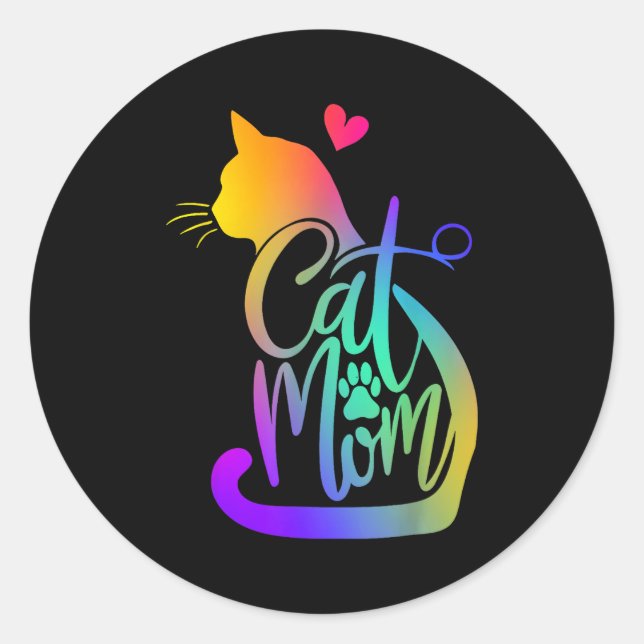 Cat Mom Cat Lover Cute Mother's Day Mama I Love My Runder Aufkleber (Vorderseite)
