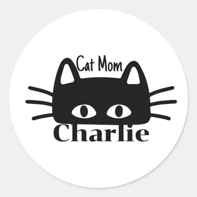 Cat mom custom cat name runder aufkleber (Vorderseite)