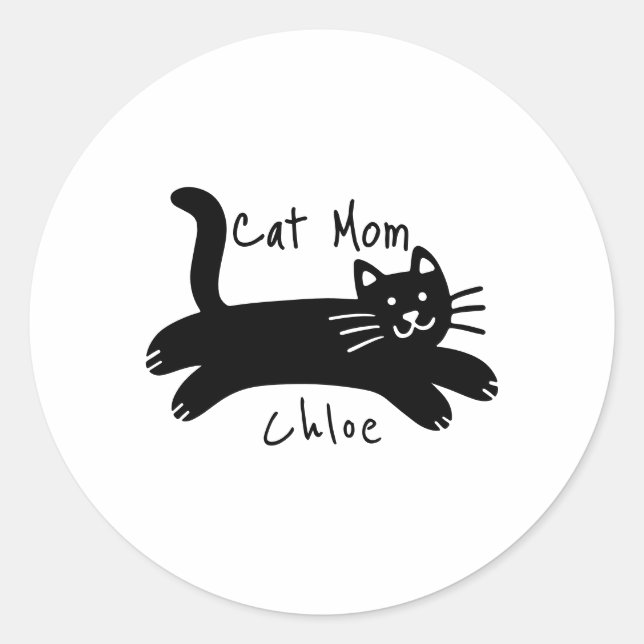 Cat mom custom cat name runder aufkleber (Vorderseite)