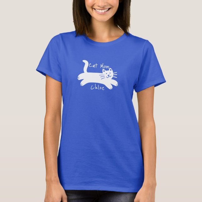 Cat Mom Custom Cat Name T-Shirt (Vorderseite)