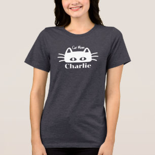Cat Mom Custom Cat Name Tri-Blend Shirt
