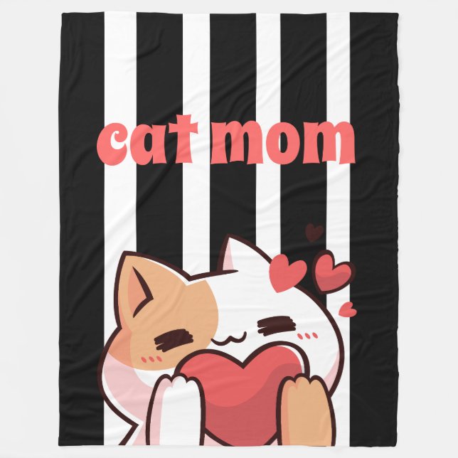 Cat mom custom Fleece Blanket (Vorderseite)