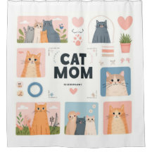 "Cat Mom" Douche rideau avec chatons adorables