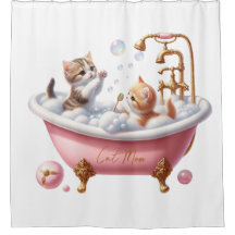 "Cat Mom" Douche rideau avec chatons adorables
