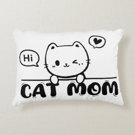 cat mom funny cute black gift lover Accent Pillow Dekokissen