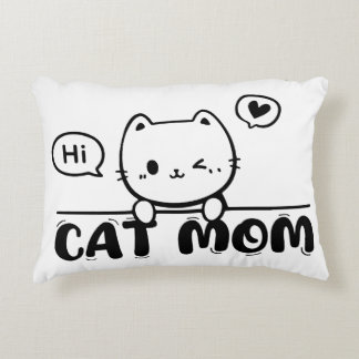cat mom funny cute black gift lover Accent Pillow Dekokissen