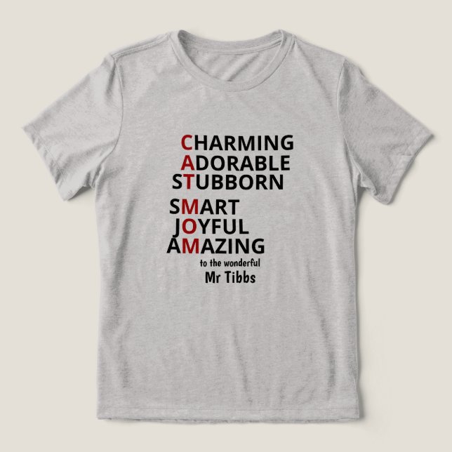 Cat Mom Personalized Cat Lover  Tri-Blend Shirt (Design Vorderseite)