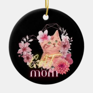 Cat Mom Spaß - lustiges Zitat von Frauen Keramik Ornament