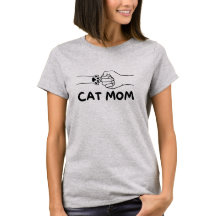 Cat Mom T - Shirt Cat Pfoten und Women hand print