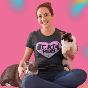 CAT MOM T-SHIRTS PARTIES SCINTILLANT FAUX