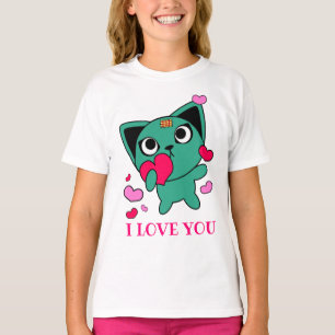 Cat Monster Liebe Niedlich Girl Sweet Heart T-Shirt