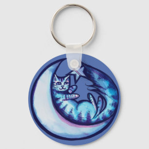 Cat Moon Caturday Star Art Lila MoonCat Schlüsselanhänger