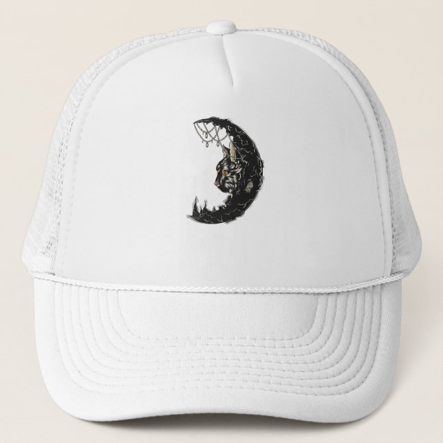 Cat Moon Truckerkappe (Vorderseite)