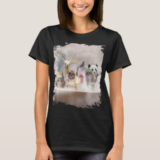 Cat Mops Hund Huhn Sloth Llama Panda Dolphin Bath T-Shirt
