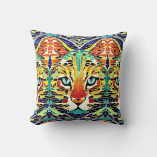 Cat mosaic multicolor beautiful kitty voices  kissen