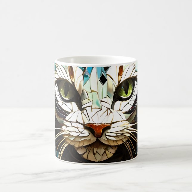 Cat Mosaic Vitrage Conception Café Mug (Centre)