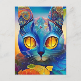 Cat Mosaik blauen farbenfrohen abstrakten kitty St Postkarte