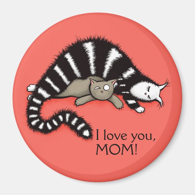 Cat Mother schützt ihre Niedliche Kitty Liebe Mama Magnet (Vorne)