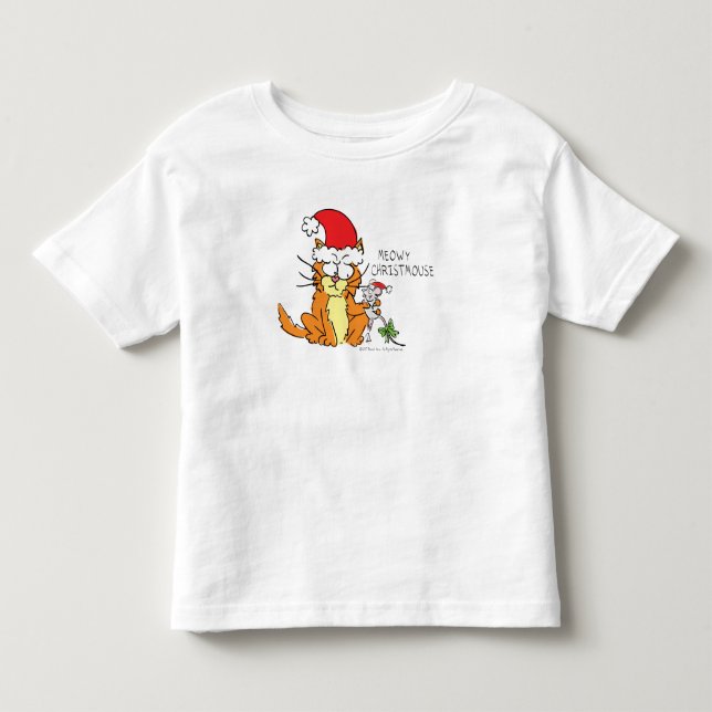 Cat Mouse Christmas Funny Cartoon Niedlich Kleinkind T-shirt (Vorderseite)