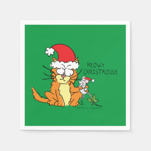 Cat Mouse Christmas Funny Cartoon Niedlich Serviette