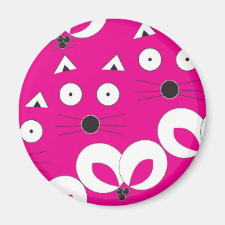 Cat Mouse Muster Hot Pink Magnet