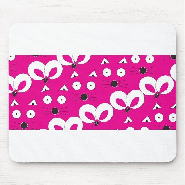 Cat Mouse Muster Hot Pink Mousepad (Vorne)