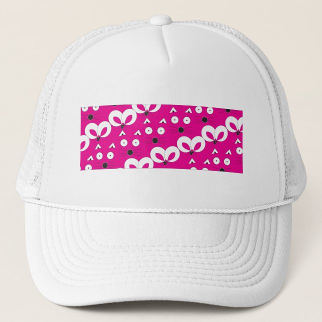 Cat Mouse Muster Hot Pink Truckerkappe (Vorderseite)