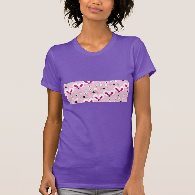 Cat Mouse Muster Pink T - Shirt (Vorderseite)