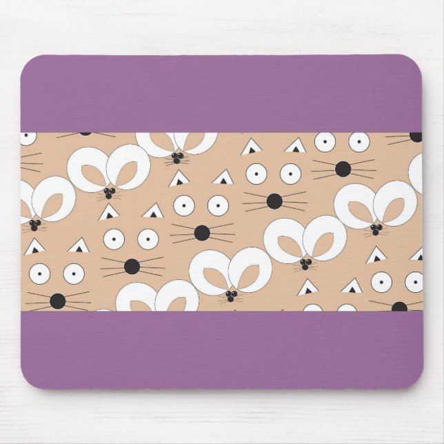 Cat & Mouse Muster Tan Mousepad (Vorne)