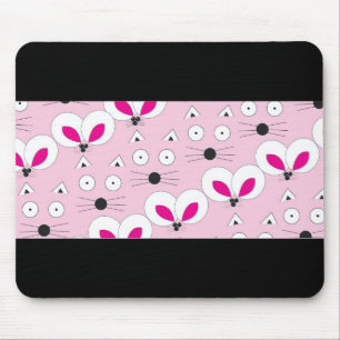Cat Mouse Pattern Pink Mousepad