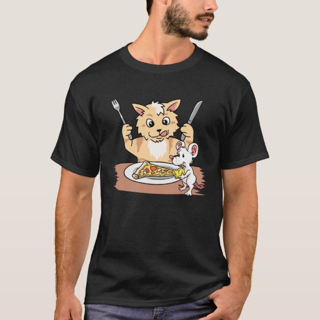 Cat mouse pizza kids cute T-Shirt (Vorderseite)