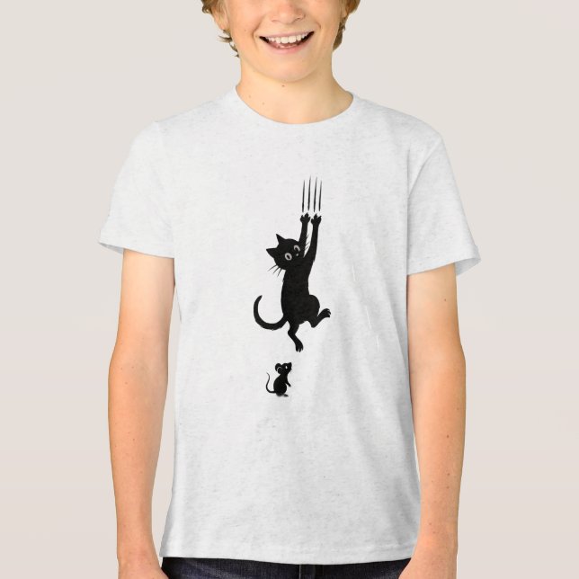 Cat & Mouse Showdown - Funny Cartoon T - Shirt (Vorderseite)