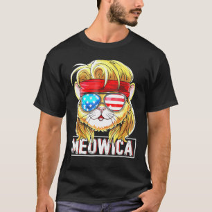 Cat Mullet American Flag Patriotic 4. Juli Katze T-Shirt