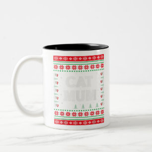 Cat Mum ugly Christmas sweater Cat Lovers Cute Cat Zweifarbige Tasse