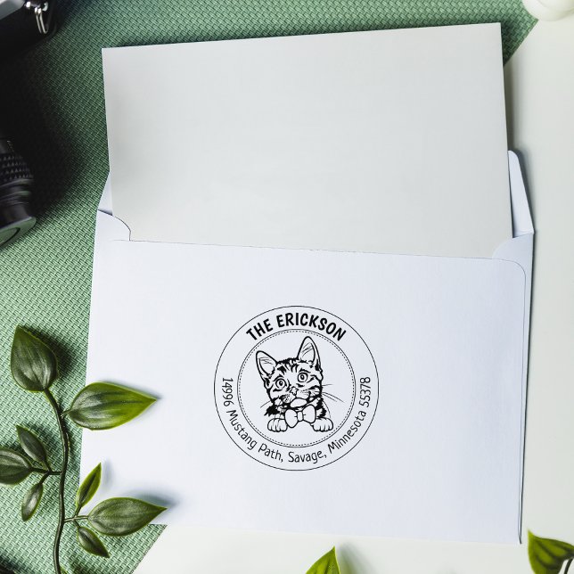 Cat Munchkin Family Rücksendeadresse Gummistempel (Von Creator hochgeladen)