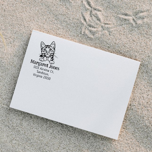 Cat Munchkin-Rücksendeadresse Gummistempel (Von Creator hochgeladen)