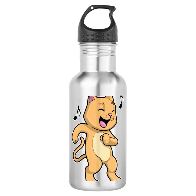 Cat Music Dance Edelstahlflasche (Vorderseite)