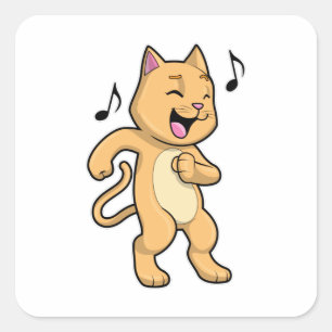 Cat Music Dance Quadratischer Aufkleber