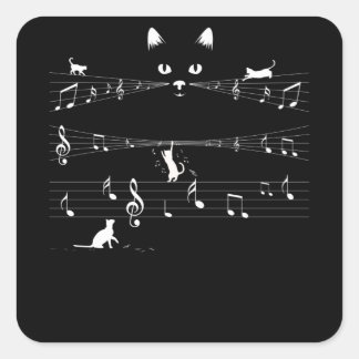 Cat-Musiknoten Quadratischer Aufkleber
