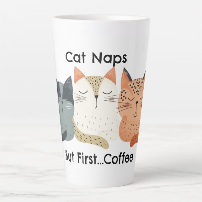 Cat Naps Mais Premier Café Folk Art Latte Mug (Devant)