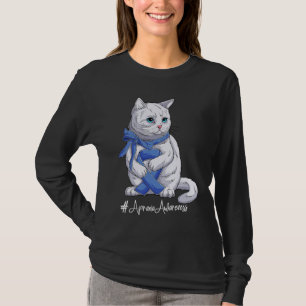 Cat National Apraxias Awareness Month Blue Ribbon T-Shirt