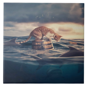 Cat Nickerchen Dream oder Nightmare Fliese